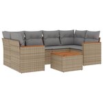 vidaXL Salon de jardin avec coussins 7 Pièces beige résine tressée