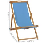 vidaXL Chaise de terrasse Teck 56x105x96 cm Bleu
