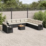 vidaXL Salon de jardin 12 Pièces avec coussins noir résine tressée