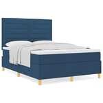 vidaXL Lit avec Sommier Bleu 140x190 cm Tissu