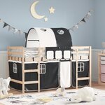 vidaXL Lit mezzanine enfants et tunnel blanc/noir 90x190 cm pin massif
