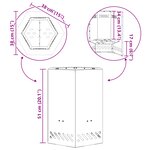 vidaXL Foyer sans fumée hexagonal 38x38x51 cm en acier résistant aux intempéries