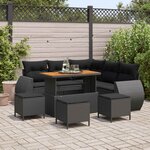 vidaXL Ensemble de canapé de jardin 9 Pièces Noir polyrotin