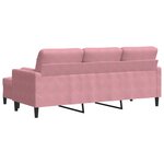vidaXL Canapé à 3 places avec repose-pieds Rose 180 cm Velours