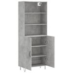 vidaXL Buffet haut Gris béton 69 5x34x180 cm Bois d'ingénierie