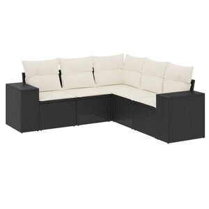 vidaXL Salon de jardin 5 Pièces avec coussins noir résine tressée