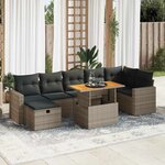 vidaXL Salon de jardin 5 Pièces avec coussins gris résine tressée acacia
