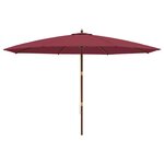 vidaXL Parasol de jardin avec mât en bois rouge bordeaux 400x273 cm