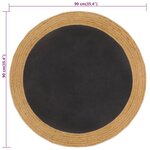 vidaXL Tapis tressé Noir et naturel 90 cm Jute et coton Rond