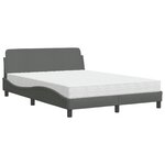 vidaXL Lit avec matelas gris foncé 140x200 cm tissu