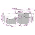 vidaXL Salon de jardin avec coussins 7Pièces marron résine tressée acacia