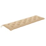 vidaXL Banc de jardin avec coussin beige 175 cm Bois de teck massif