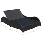 vidaXL Chaise longue double avec coussin Résine tressée Noir