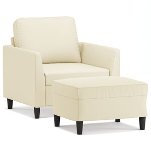 vidaXL Fauteuil avec repose-pied Crème 60 cm Similicuir
