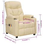 vidaXL Fauteuil électrique de massage Crème Tissu