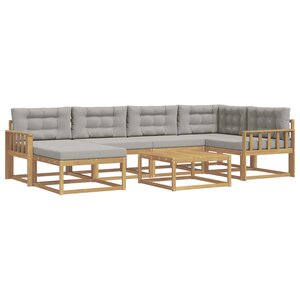 vidaXL Ensemble de canapés d'extérieur 7 pc Blanc et gris clair