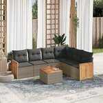 vidaXL Salon de jardin avec coussins 7 Pièces gris résine tressée