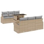 vidaXL Ensemble de canapé de jardin 7 pc Beige Poly Rattan