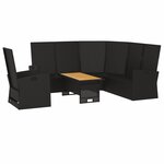 vidaXL Salon de jardin 3 Pièces avec coussins Noir Résine tressée
