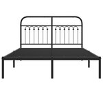 vidaXL Cadre de lit métal sans matelas avec tête de lit noir 135x190cm