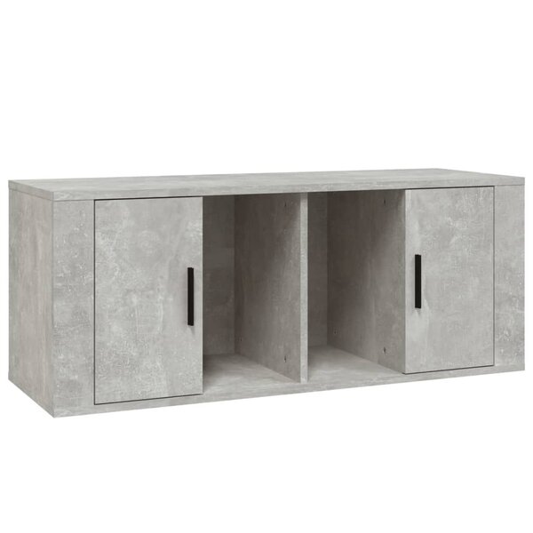 vidaXL Meuble TV Gris béton 100x35x40 cm Bois d'ingénierie
