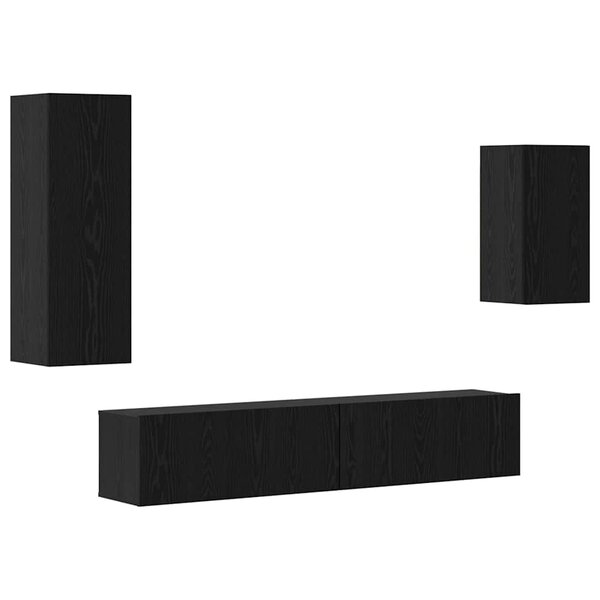 vidaXL Ensemble meuble TV 4 Pièces Chêne noir Bois d'ingénierie