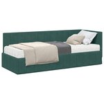vidaXL Cadre de lit d'angle avec matelas 2 pc Vert foncé 80 x 200 cm