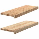 vidaXL Marches d'escalier 2 Pièces non traité bois de chêne massif