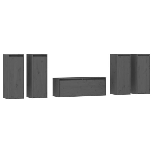 vidaXL Meubles TV 5 Pièces Gris Bois massif de pin