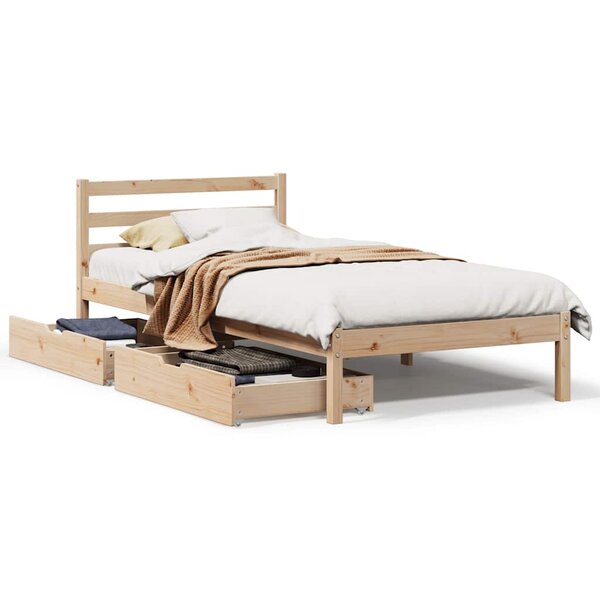 vidaXL Cadre de lit sans matelas 75x190 cm bois de pin massif