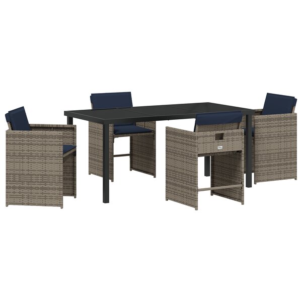 vidaXL Ensemble de salle à manger pour jardin 5 Pièces Gris Poly rotin