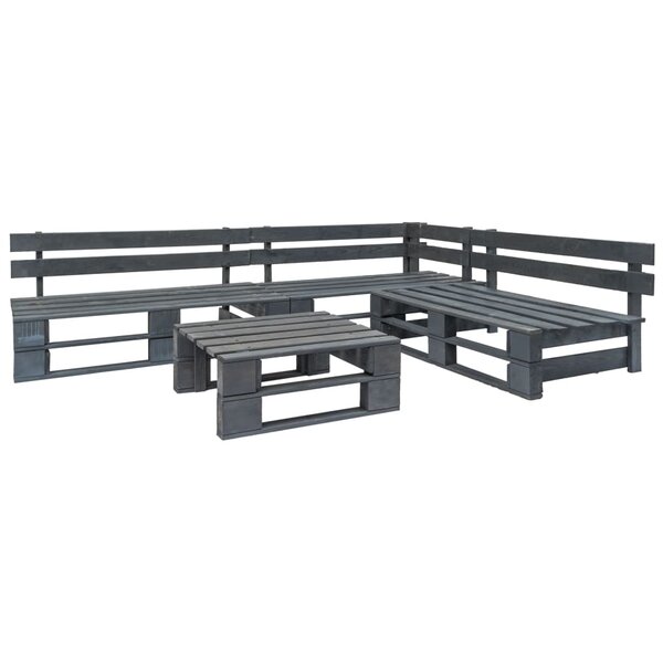vidaXL Salon de jardin palette 4 Pièces Bois Gris