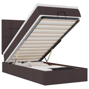 vidaXL Lit ottoman avec matelas marron foncé 90x200 cm tissu
