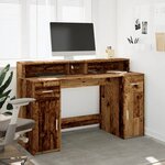 vidaXL Bureau avec lumières LED vieux bois bois d'ingénierie
