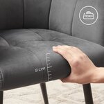 Chaise de salle à manger fauteuil de cuisine en velour siège rembourré pieds en métal dossier haut assise large pour cuisine salon chambre gris 12_0004903