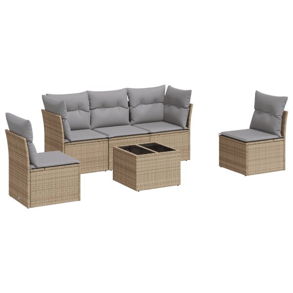 vidaXL Salon de jardin avec coussins 6 Pièces beige résine tressée