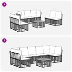 vidaXL Ensemble de canapés d'extérieur 8 pc Noir et Gris foncé