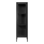 Vitrine 1 porte vitrée acier noir 40 x 35 x 140 cm