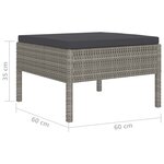 vidaXL Salon de jardin 10 Pièces avec coussins Résine tressée Gris