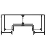vidaXL Table basse avec dessus en verre noir 98 5x50x45 cm acier