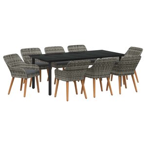 vidaXL Ensemble de salle à manger pour jardin 9 Pièces Gris polyrotin