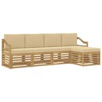 vidaXL Ensemble de canapés d'extérieur 5 Pièces Blanc et Beige Polyester