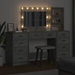 vidaXL Table de Toilette 3 Pièces Gris 40 x 41 x 135 cm Bois d'ingénierie