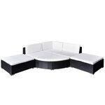 vidaXL Salon de jardin 6 Pièces avec coussins résine tressée noir