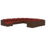 vidaXL Salon de jardin 12 Pièces avec coussins Résine tressée Marron
