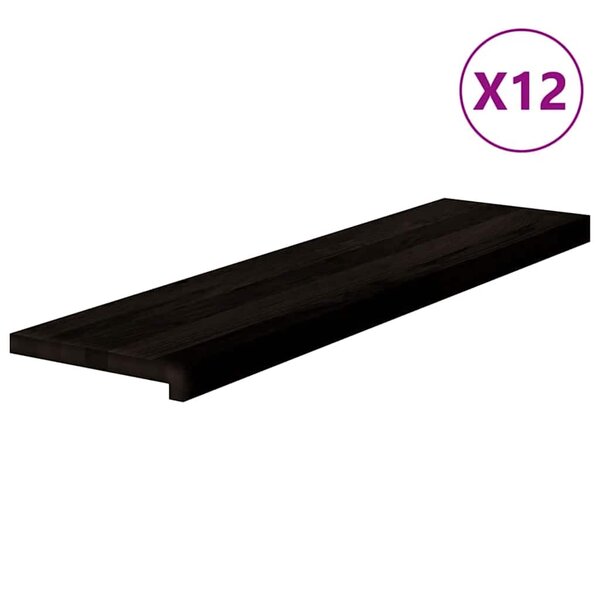 vidaXL Marches d'escalier 12 Pièces marron foncé 100x25x2 cm chêne massif