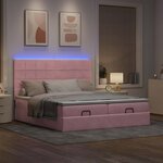 vidaXL Cadre de lit ottoman avec matelas rose 200x200 cm velours