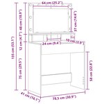 vidaXL Table de Toilette Gris béton 78 5 x 41 x 135 cm