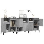 vidaXL Buffets 3 Pièces gris béton 60x35x70 cm bois d'ingénierie
