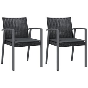 vidaXL Chaises de jardin et coussins lot de 2 noir 56 5x57x83 cm rotin
